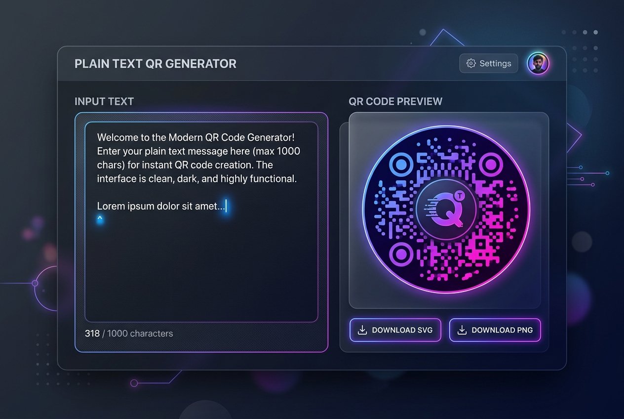 Plain Text QR Code Generator Interface Mockup